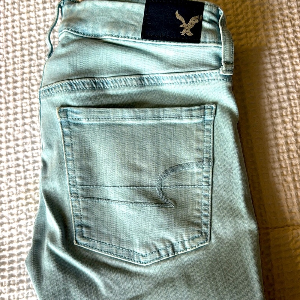 American Eagle Outfitters, super super stretch. Size 2  light blue - Picture 3 of 6
